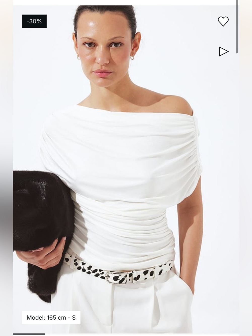NA-KD Off-Shoulder Ruched White Women's Top